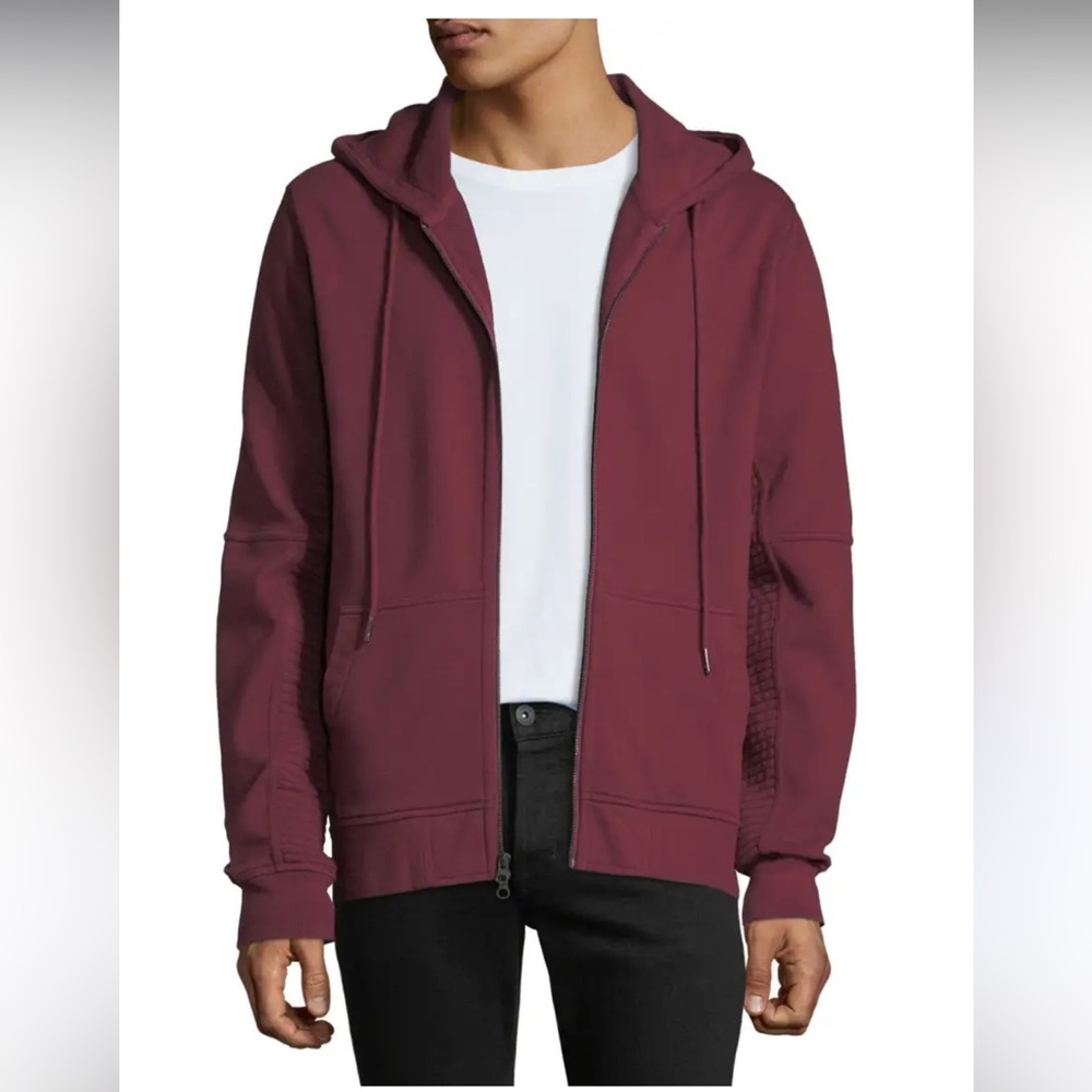 Hudson & Barrow Full Zip burgundy Hoodie Sweatshirt sizes small drawstring